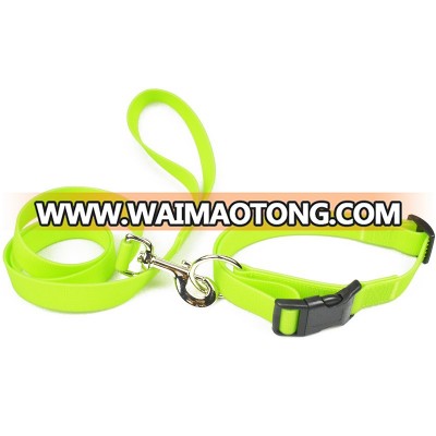 High Quality Fluorescent Green Lime Color Waterproof Soft Materia Safe Secure Dog Leash And Collar Soft Material For Walking Dog